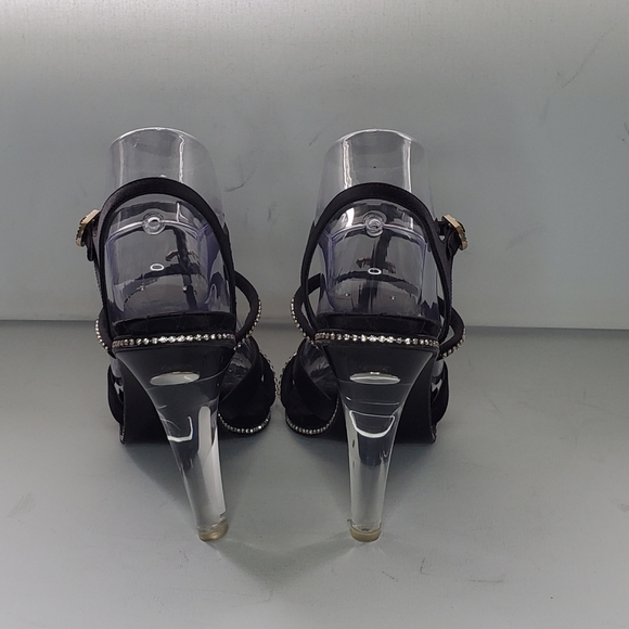 RARE Classic Authentic Chanel G29635 Strass CC Clear Heel Sandals - EU 39/US 8.5 - Picture 8 of 9